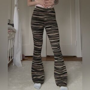 Flare Striped Pants - Black & Brown